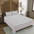 Rudra Bazaar Grey 210 TC Cotton Double King Bedsheet With 2 Pillow Covers