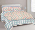 Rudra Bazaar Multi 210 TC Cotton Double King Bedsheet With 2 Pillow Covers