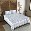 Rudra Bazaar Grey 210 TC Cotton Double King Bedsheet With 2 Pillow Covers