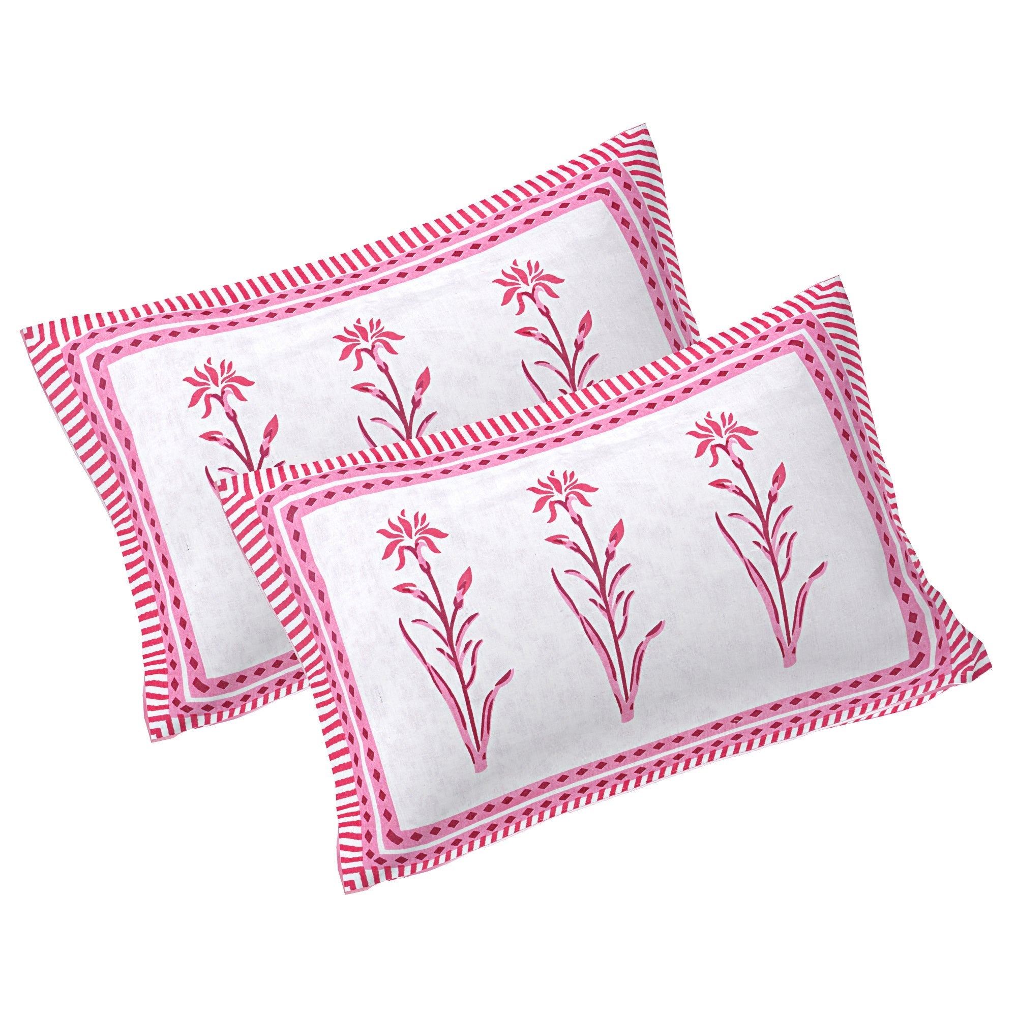 Rudra Bazaar Pink 210 TC Cotton Double King Bedsheet With 2 Pillow Covers