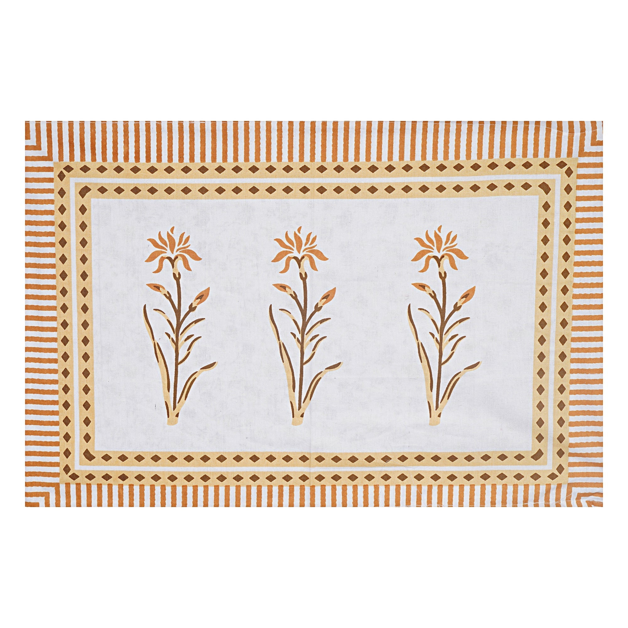 Rudra Bazaar Yellow 210 TC Cotton Double King Bedsheet With 2 Pillow Covers