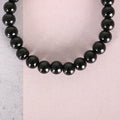NVR Men & Women Black Marble Crystal Beaded Elasticated Bracelet