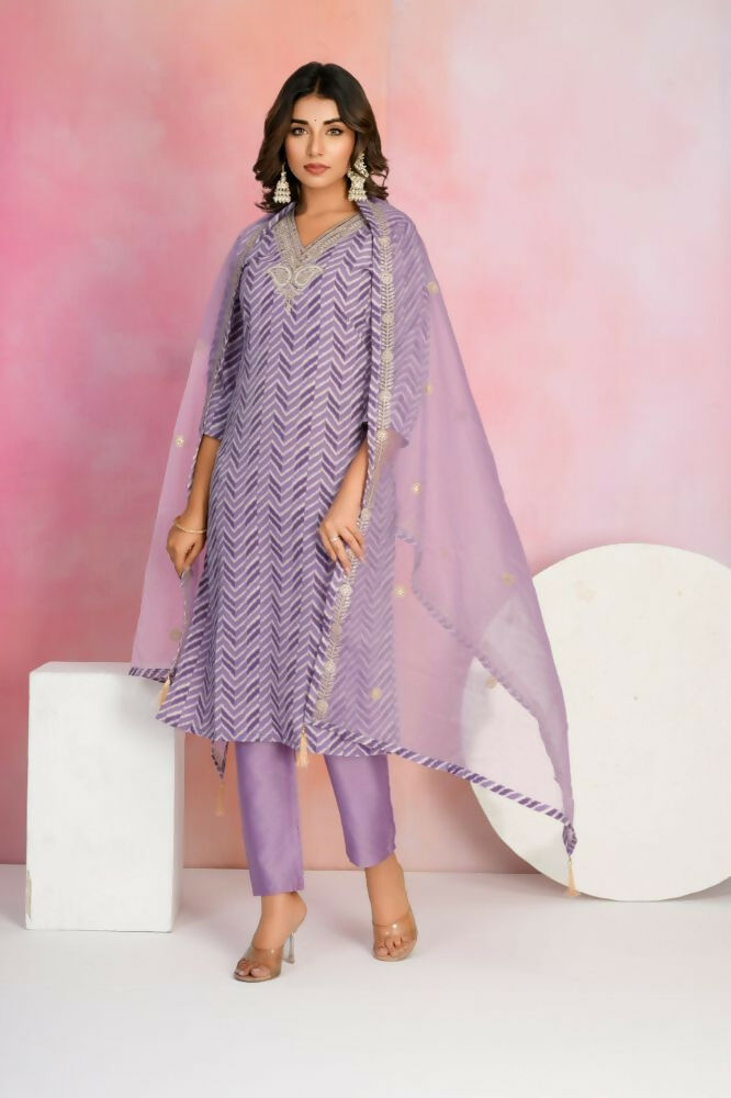 Ethnic Festive Wear Viscose Chanderi Onion Pink Stitched Suit With Dupatta - Tanisha