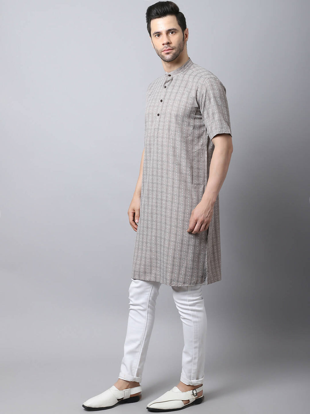 Even Apparels Yellow Pure Cotton Men's Kurta With Band Collar