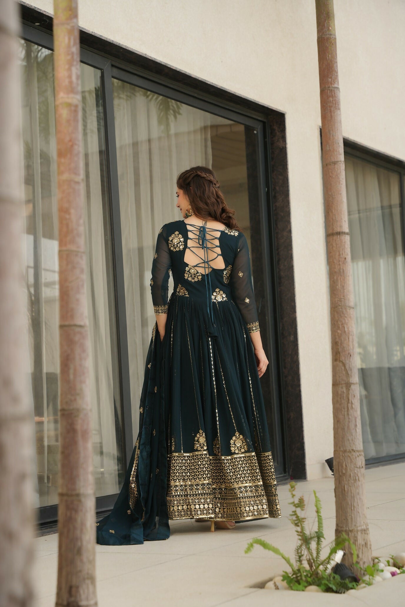 Joban Fashion Rama Georgette Sequence Embroidery Work Kurta Set