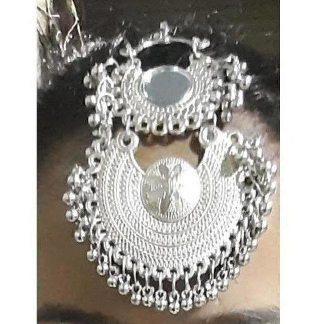 MS Fashion India Oxidized Silver Two Steps Maang Tikka With Drops