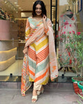 Partywear Designer Maslin Multi Stitched Suit With Dupatta - Tanisha