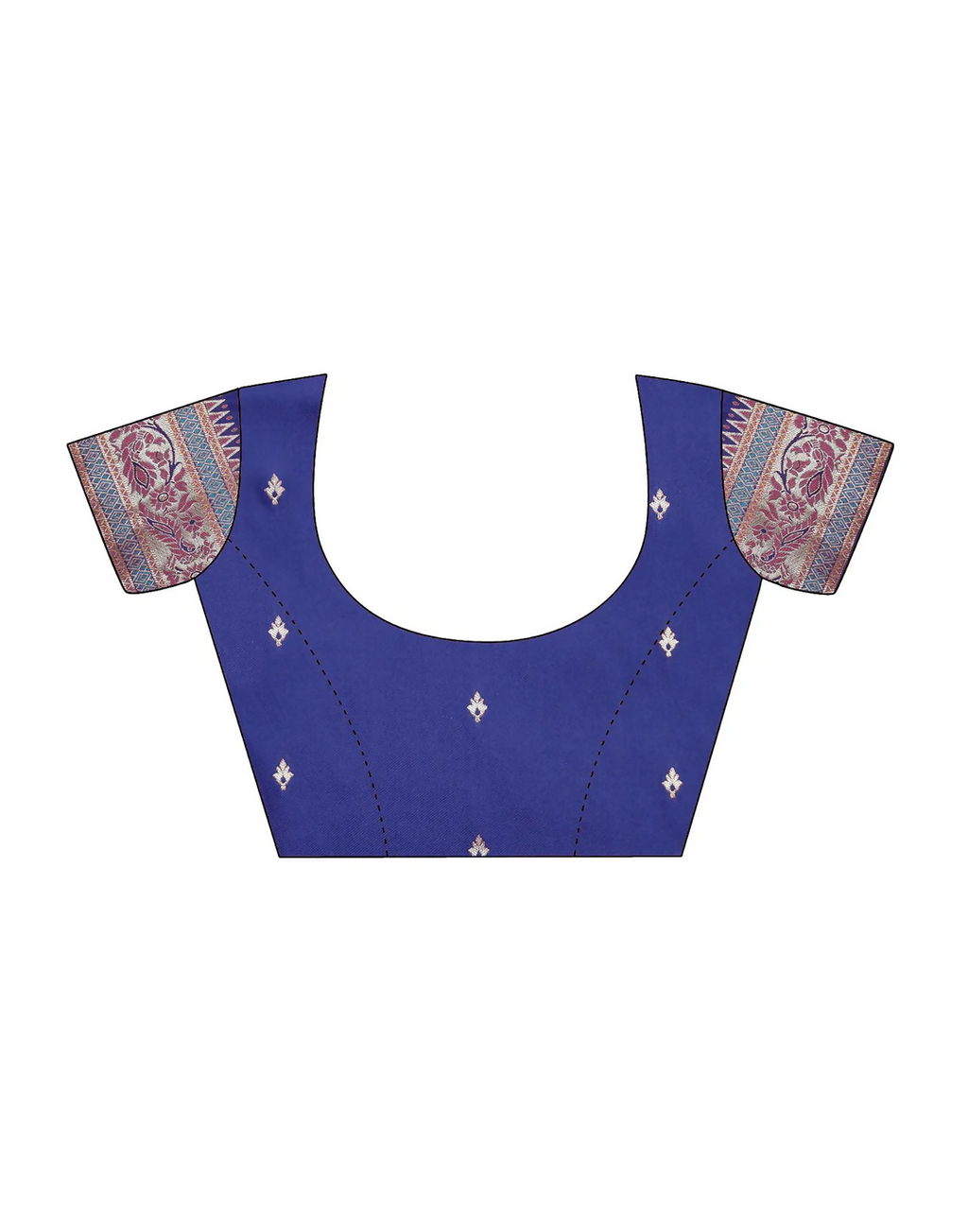 Vastranavya Blue Soft Paithani Silk Saree With Gold Zari Weaving Motifs With Matching Blouse Fabric