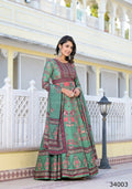 Partywear Designer parrot Dola Silk Anarkali suit with Dupatta - Suzen