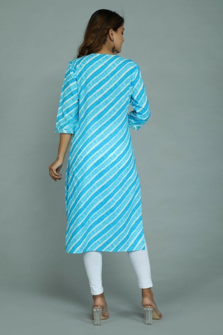 Alvano Women's Stylish Cotton Blend Laheriya Kurti