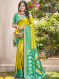 Shree Shyam Fashion Pochampalli Silk Mustard Yellow Saree