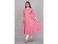 House of RP Women Pink Cotton Floral Print Anarkali Kurta