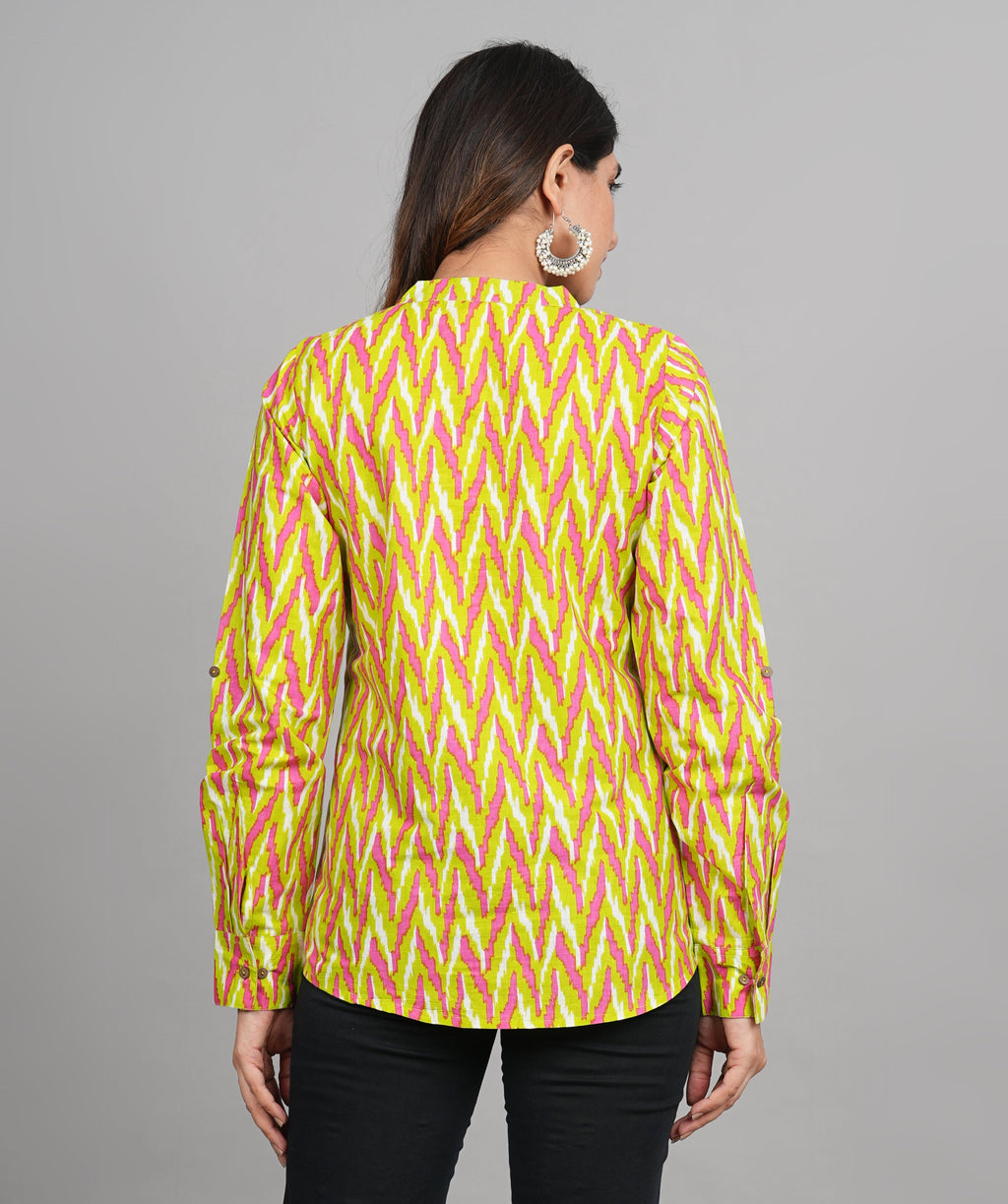 House of RP Women Cotton Yellow Print Casual Shirt