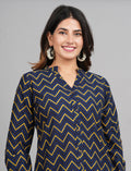 House of RP Women Cotton Dark Blue Print Casual Shirt