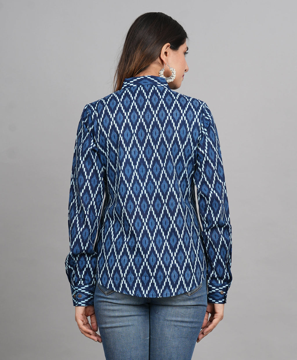 House of RP Women Cotton Blue Print Casual Shirt