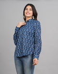 House of RP Women Cotton Blue Print Casual Shirt