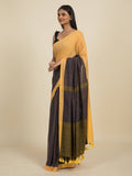Suta Grey Yellow Colourblocked Pure Cotton Saree