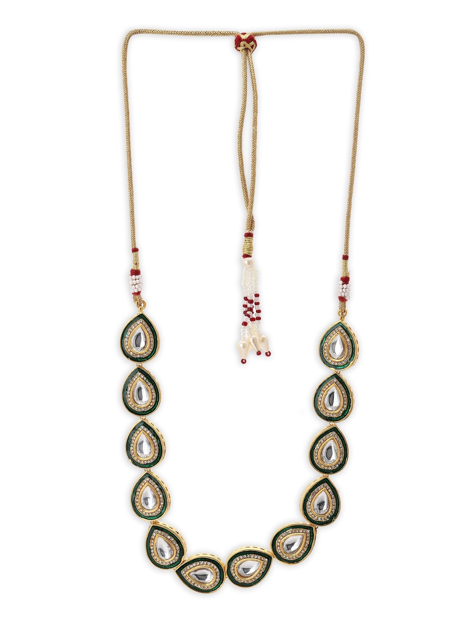 Green White Brass Gold-Polished Necklace - Ruby Raang