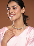 Pink Brass Gold-Polished Kundan Necklace - Ruby Raang