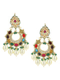 Multicoloured Gold-Polished Circular Drop Earrings - Ruby Raang