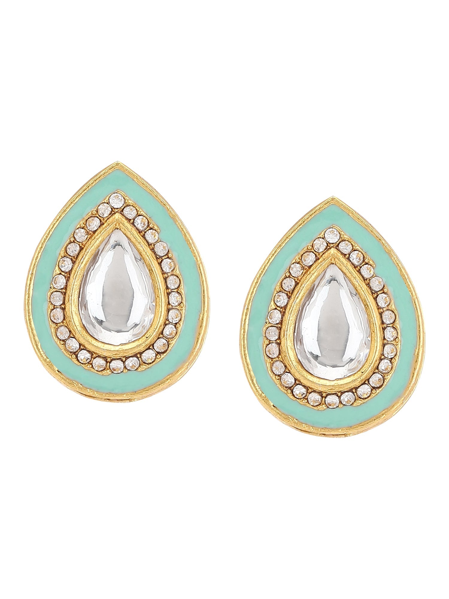Blue Teardrop Shaped Studs Earrings - Ruby Raang