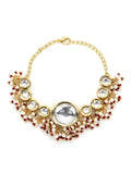Women's Gold-Toned White Brass Kundan Gold-Polished Wraparound Bracelet - Ruby Raang
