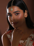 Gold-Polished White Kundan-Studded Maangtika - Ruby Raang