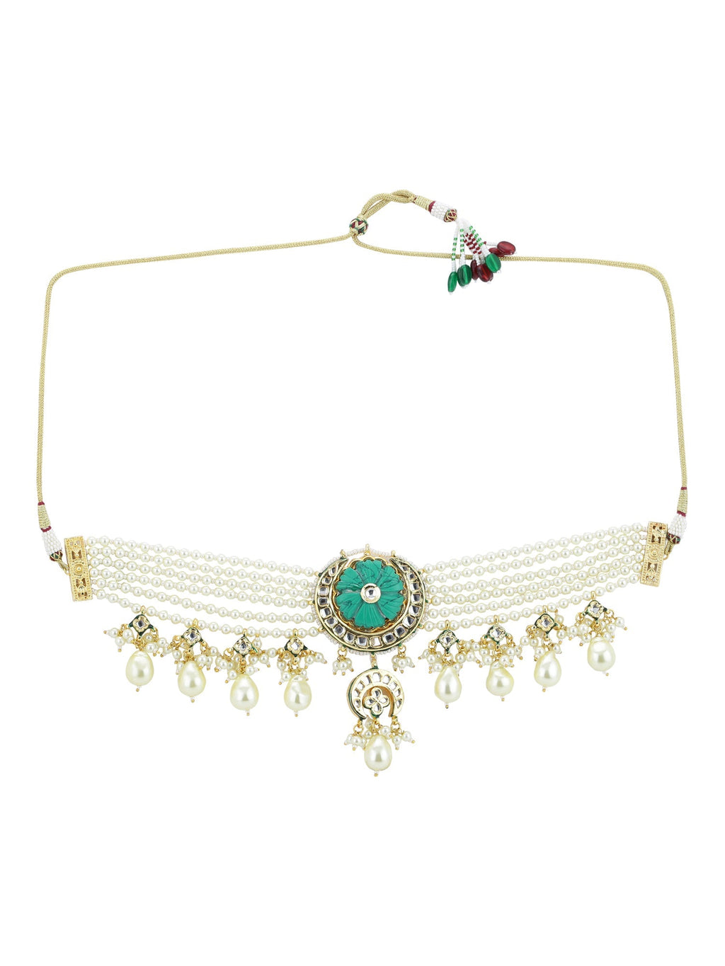 White Blue Brass Gold-Polished Necklace - Ruby Raang