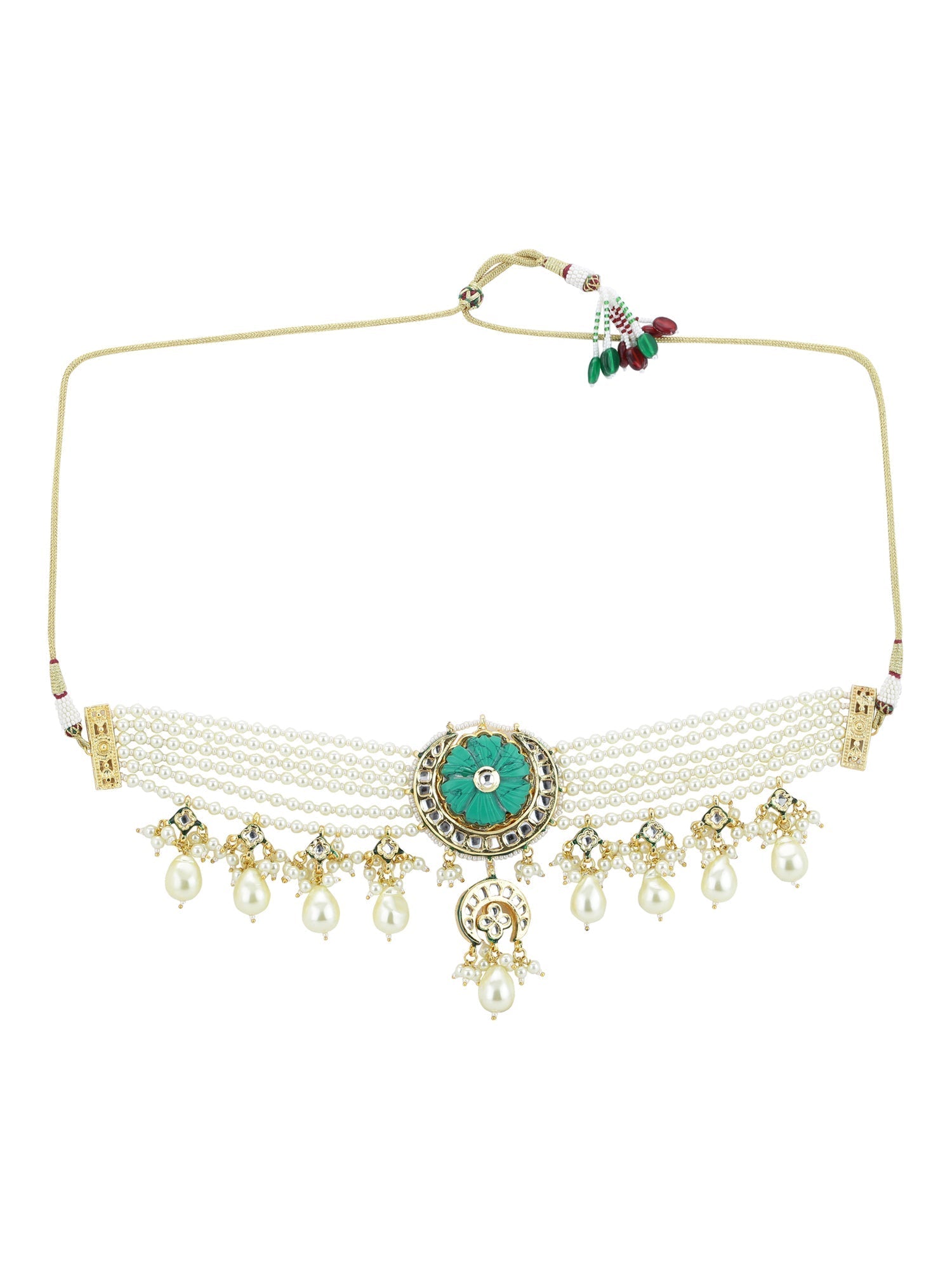White Blue Brass Gold-Polished Necklace - Ruby Raang