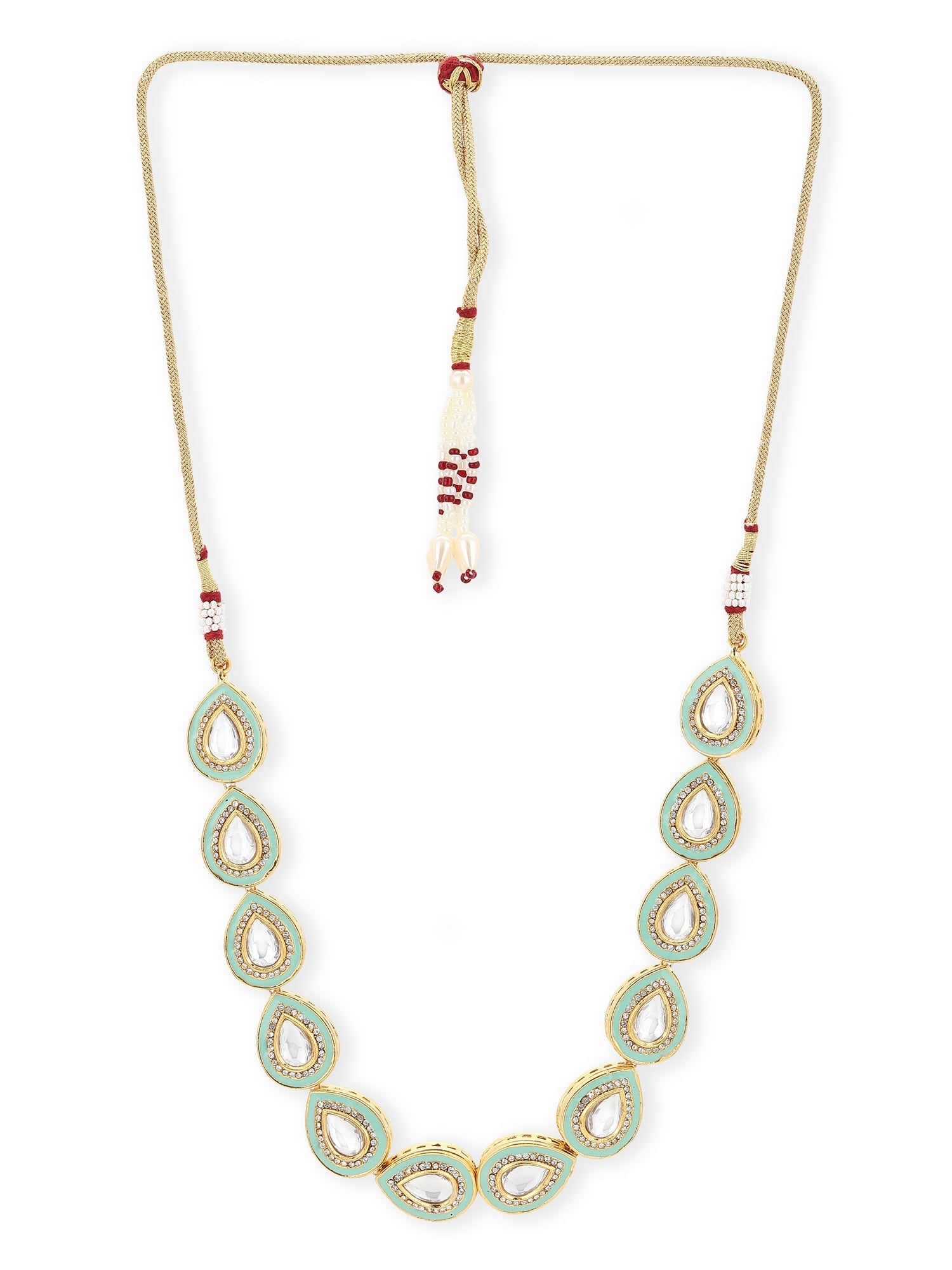 Green Brass Gold-Polished Necklace - Ruby Raang