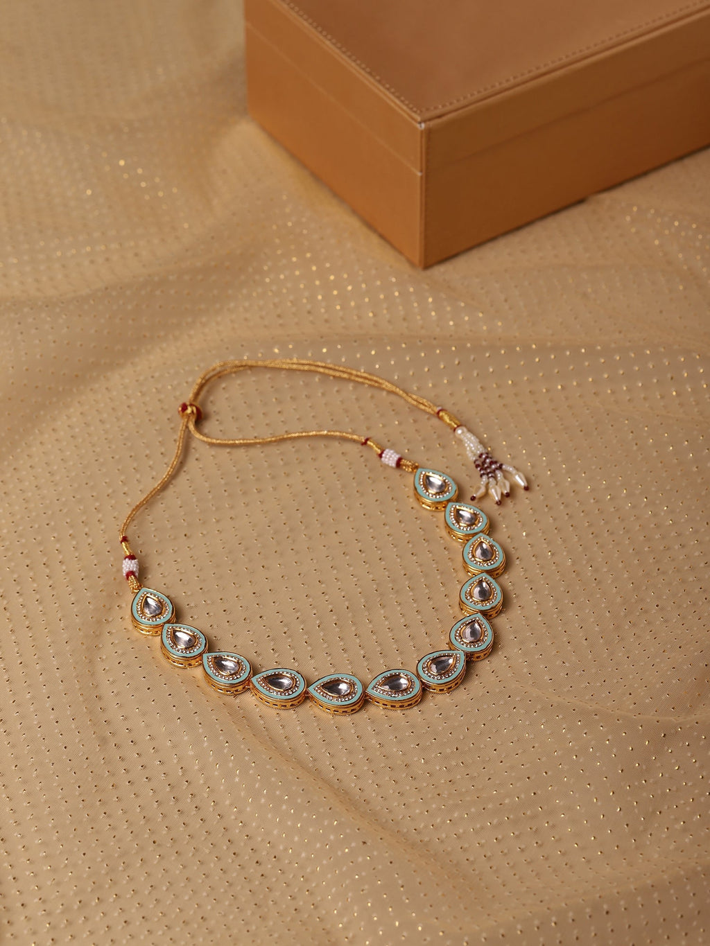 Green Brass Gold-Polished Necklace - Ruby Raang