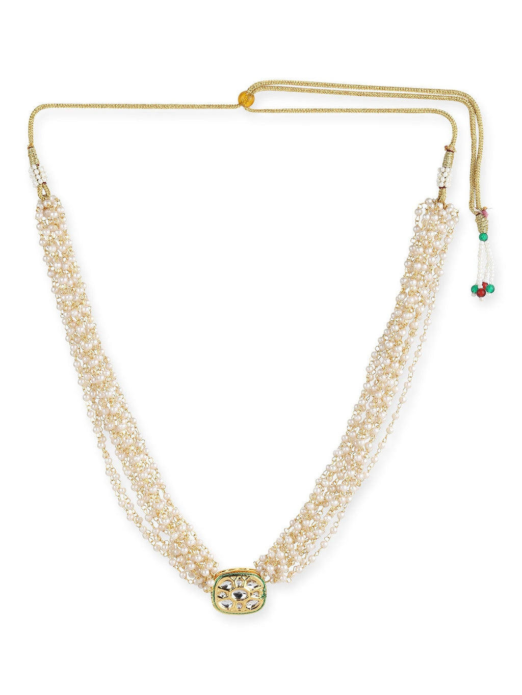 Gold-Toned White Gold-Polished Handcrafted Necklace - Ruby Raang