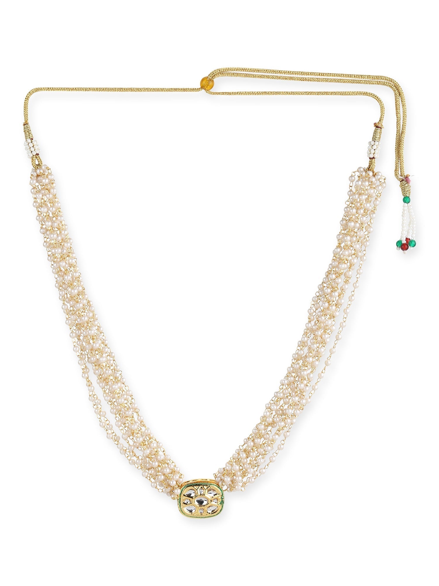 Gold-Toned White Gold-Polished Handcrafted Necklace - Ruby Raang