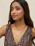 Gold-Toned Pink Gold-Polished Handcrafted Necklace - Ruby Raang