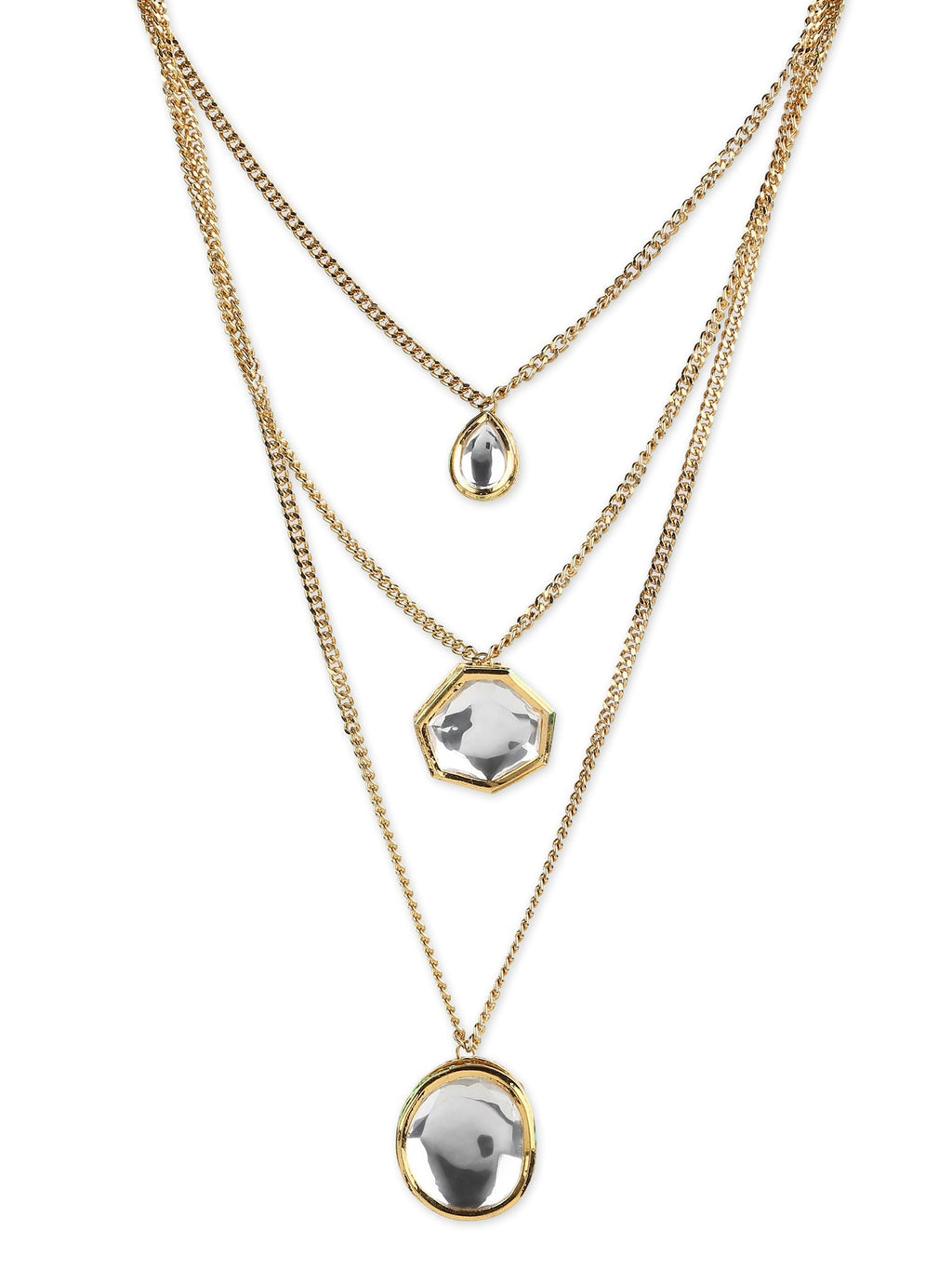 Gold-Polished White Brass Layered Necklace - Ruby Raang