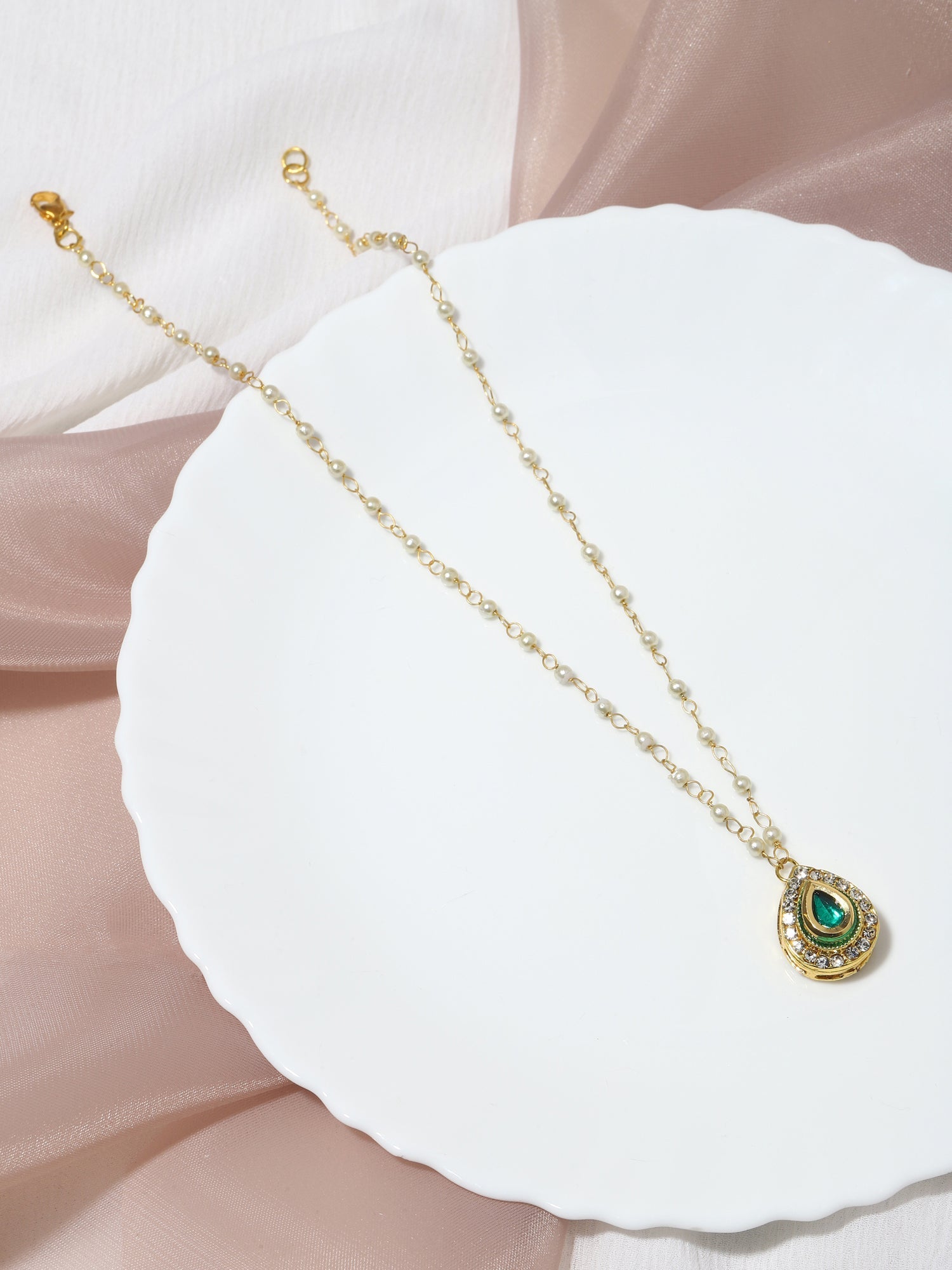 Gold-Polished White Brass Necklace - Ruby Raang