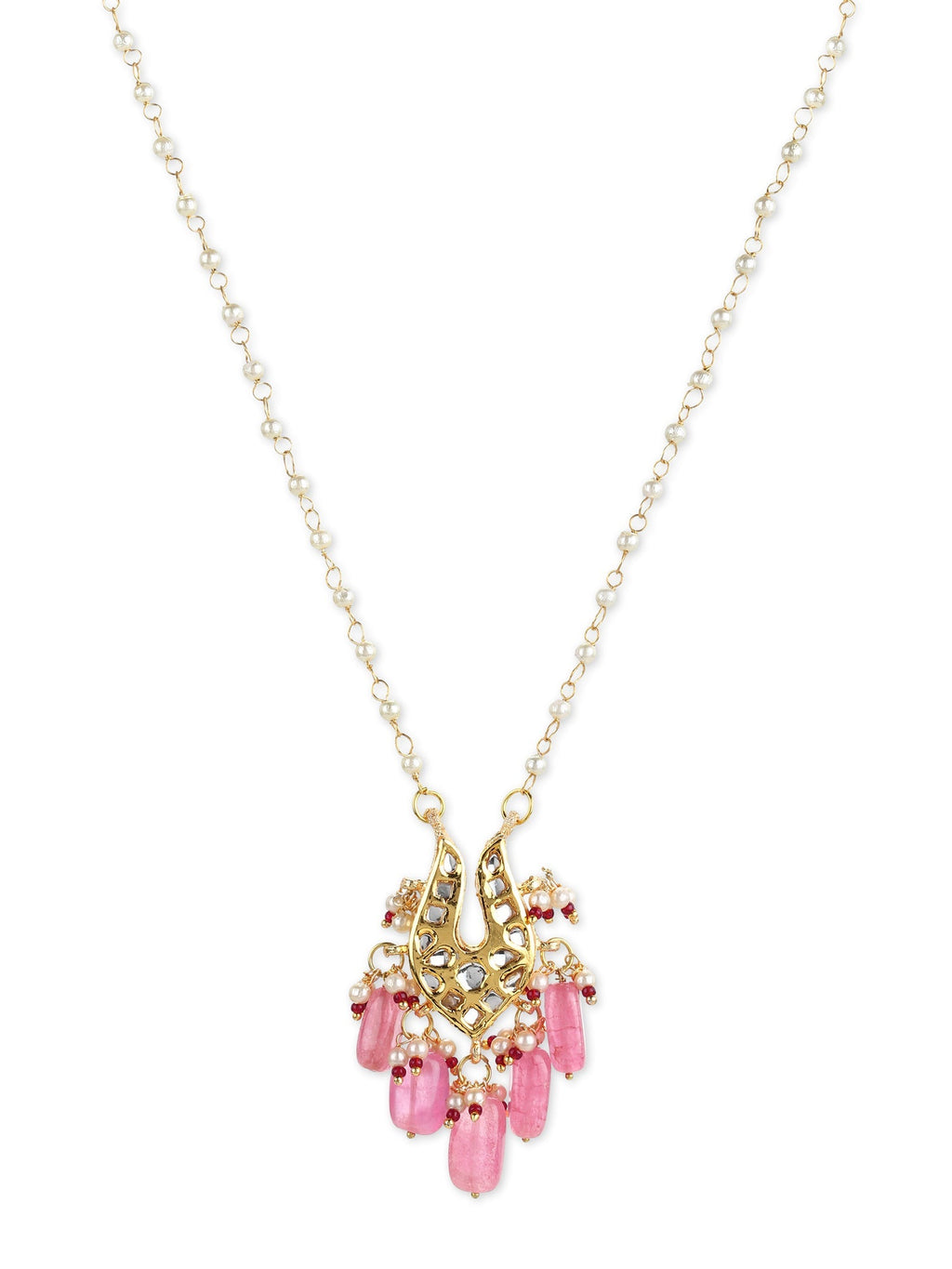 Gold-Polished Pink Brass Necklace - Ruby Raang