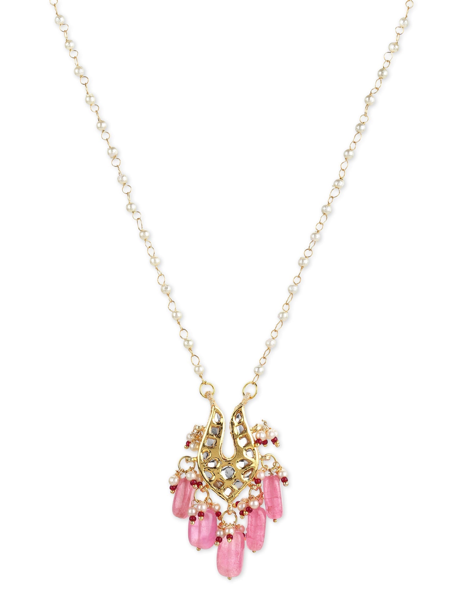Gold-Polished Pink Brass Necklace - Ruby Raang