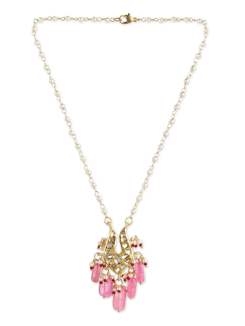 Gold-Polished Pink Brass Necklace - Ruby Raang