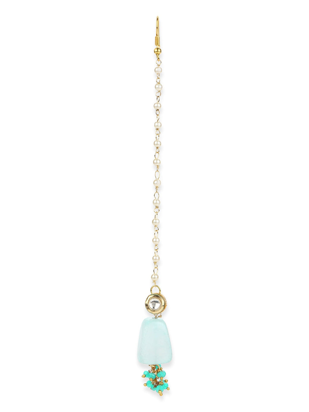 Turquoise Blue Kundan Maang Tikka - Ruby Raang