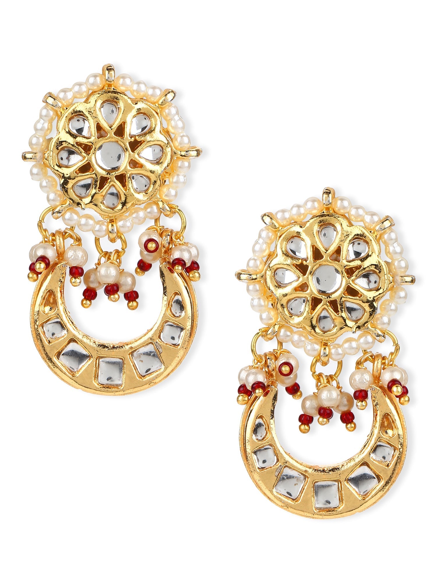 Gold-Toned Contemporary Studs Earrings - Ruby Raang