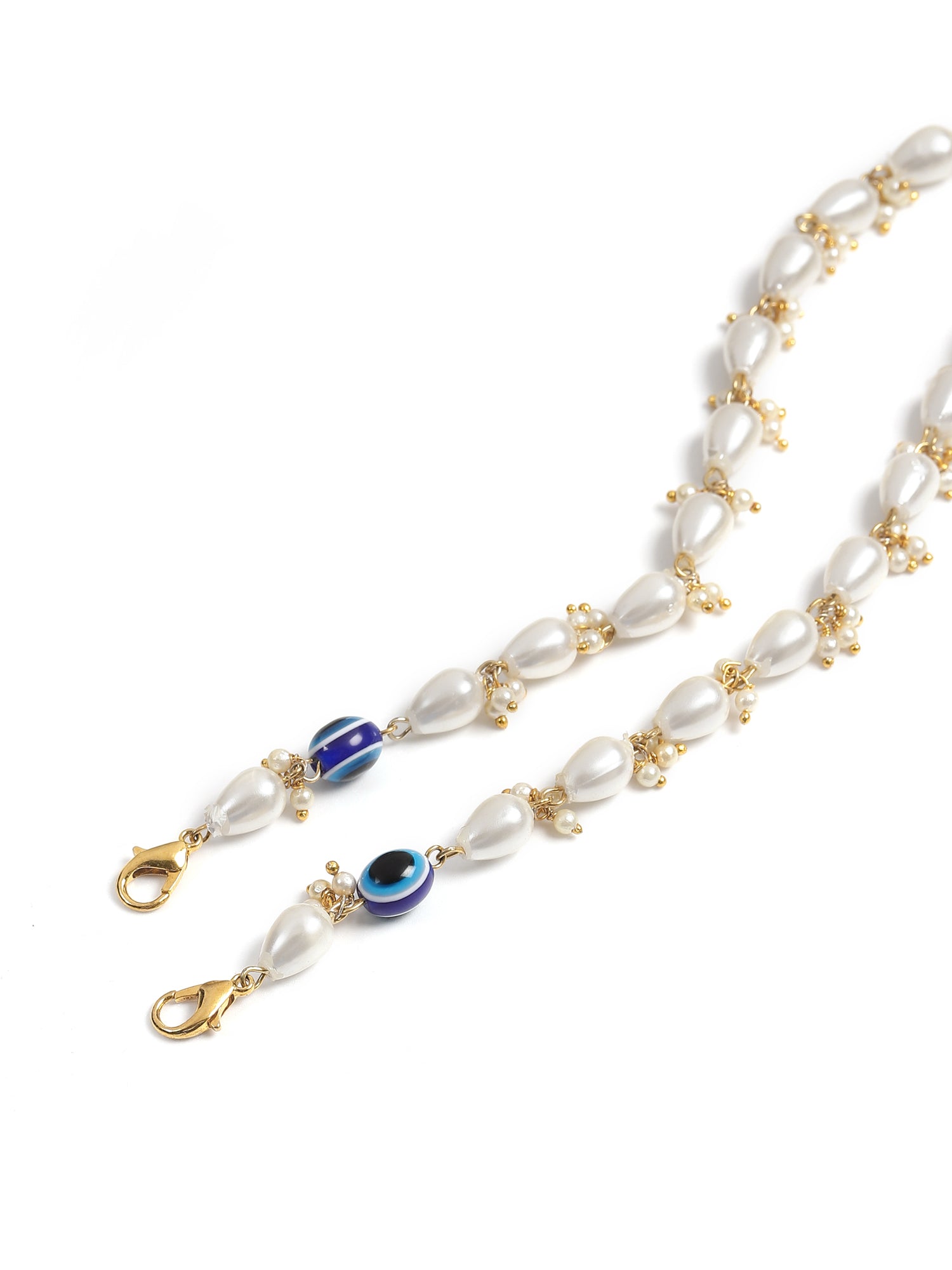 White Gold-Toned Embellished Mask Chain - Ruby Raang