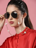 Gold Toned Embellished Mask Chain - Ruby Raang