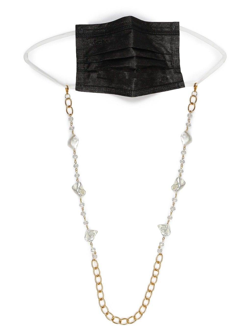 Gold Toned Embellished Mask Chain - Ruby Raang