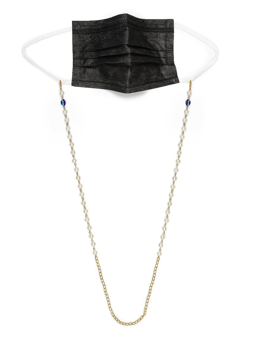 White Embellished Mask Chain - Ruby Raang
