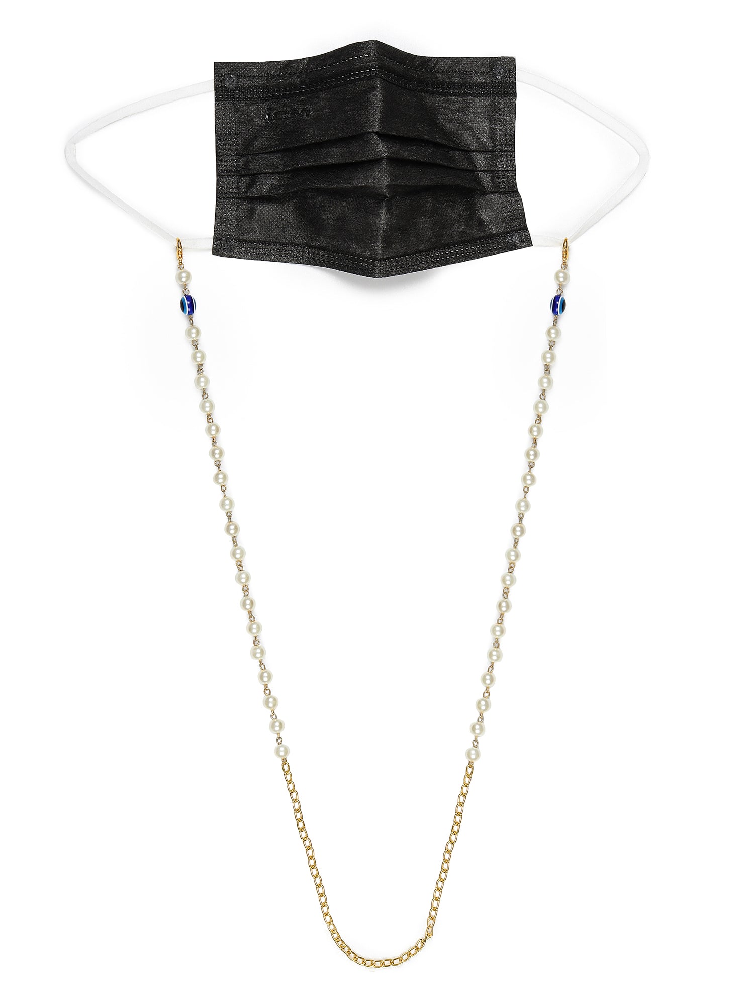 White Embellished Mask Chain - Ruby Raang