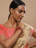 Gold-Polished Red Stone Studded Meenakari Bangle - Ruby Raang