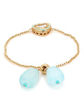 Women's Blue Gold-Toned Brass Handcrafted Gold-Polished Charm Bracelet - Ruby Raang