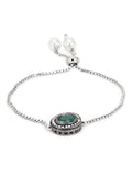 Women's Green Silver-Plated Brass Charm Bracelet - Ruby Raang