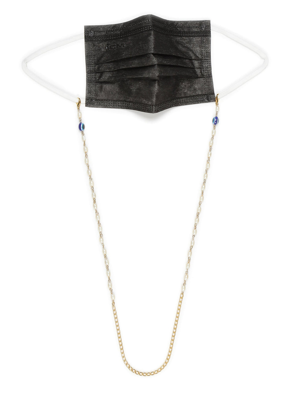 Gold-Toned Embellished Mask Chain - Ruby Raang